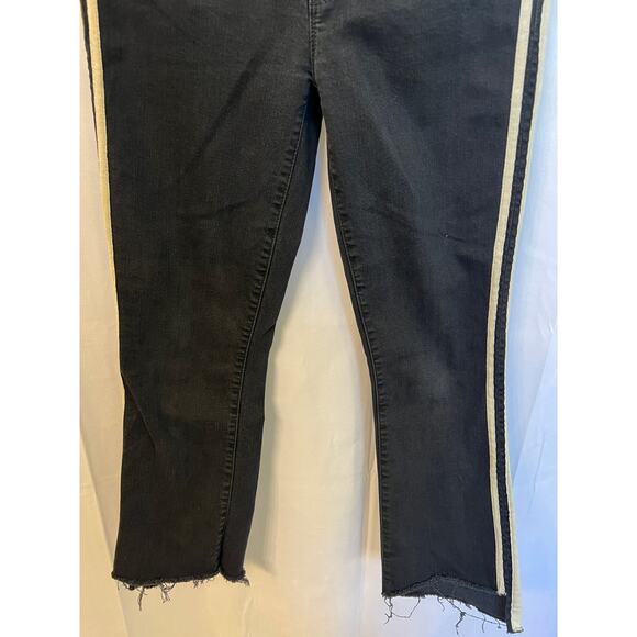 Mother Insider Crop Step Fray Guilty Racer Black Sz 28‎ Jeans Raw Hem - Picture 5 of 16